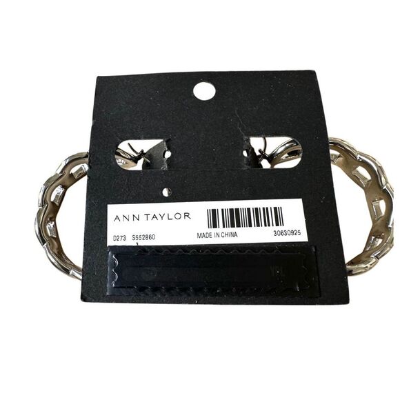 Ann Taylor Chunky Silver-Tone Hoop Earrings - Picture 2 of 8